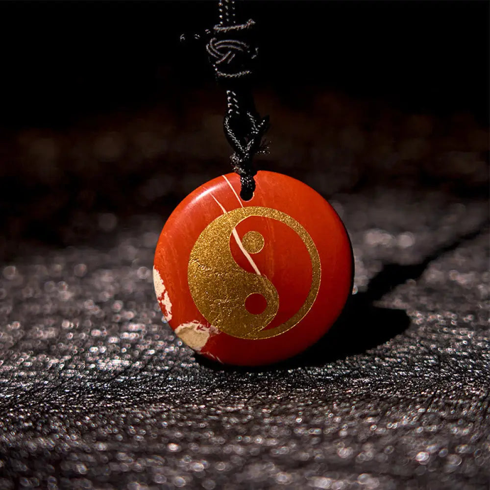 Buddha Stones Various Crystal Amethyst Tiger Eye Green Aventurine Yin Yang Spiritual Necklace Pendant - BWOOOH - Red