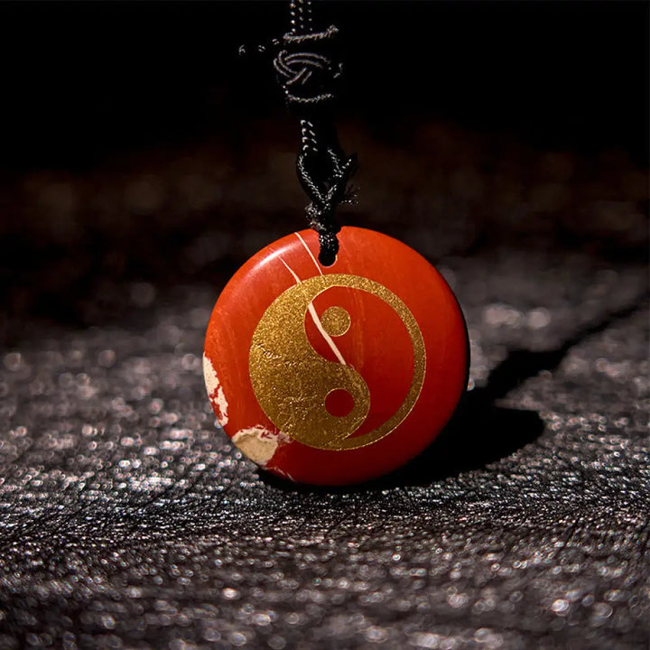 Buddha Stones Various Crystal Amethyst Tiger Eye Green Aventurine Yin Yang Spiritual Necklace Pendant - BWOOOH - Red