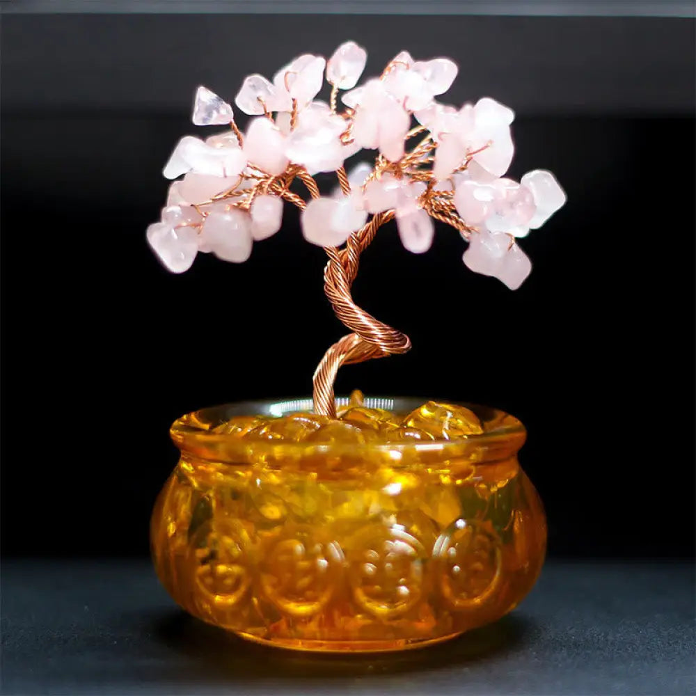 Buddha Stones Various Crystal Citrine Amethyst Pink Crystal Tree Prosperity Home Decoration - Pink Crystal 6*10cm