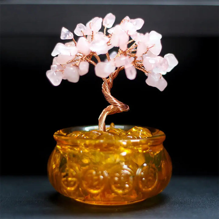 Buddha Stones Various Crystal Citrine Amethyst Pink Crystal Tree Prosperity Home Decoration - Pink Crystal 6*10cm