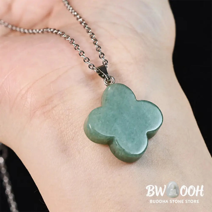 Buddha Stones Various Crystal Green Aventurine Black Obsidian Tiger Eye Plum Blossom Luck Necklace Pendant - Necklaces