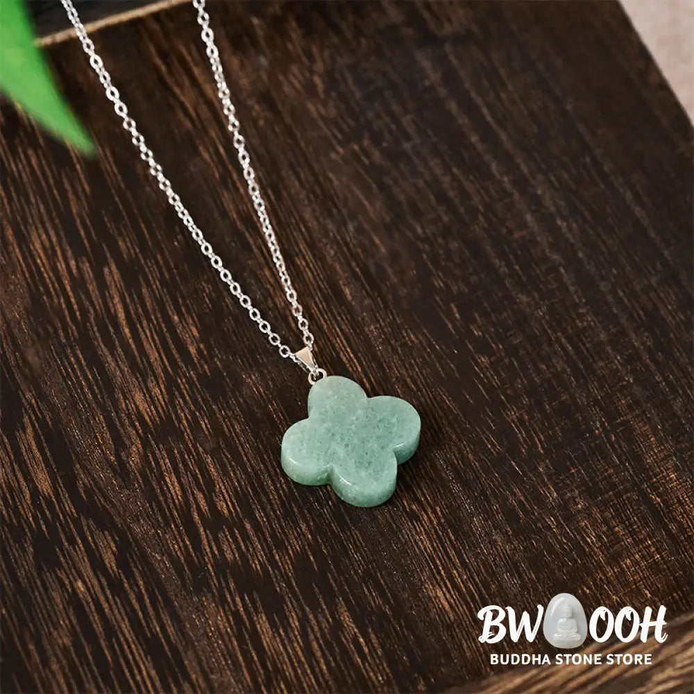 Buddha Stones Various Crystal Green Aventurine Black Obsidian Tiger Eye Plum Blossom Luck Necklace Pendant - Necklaces