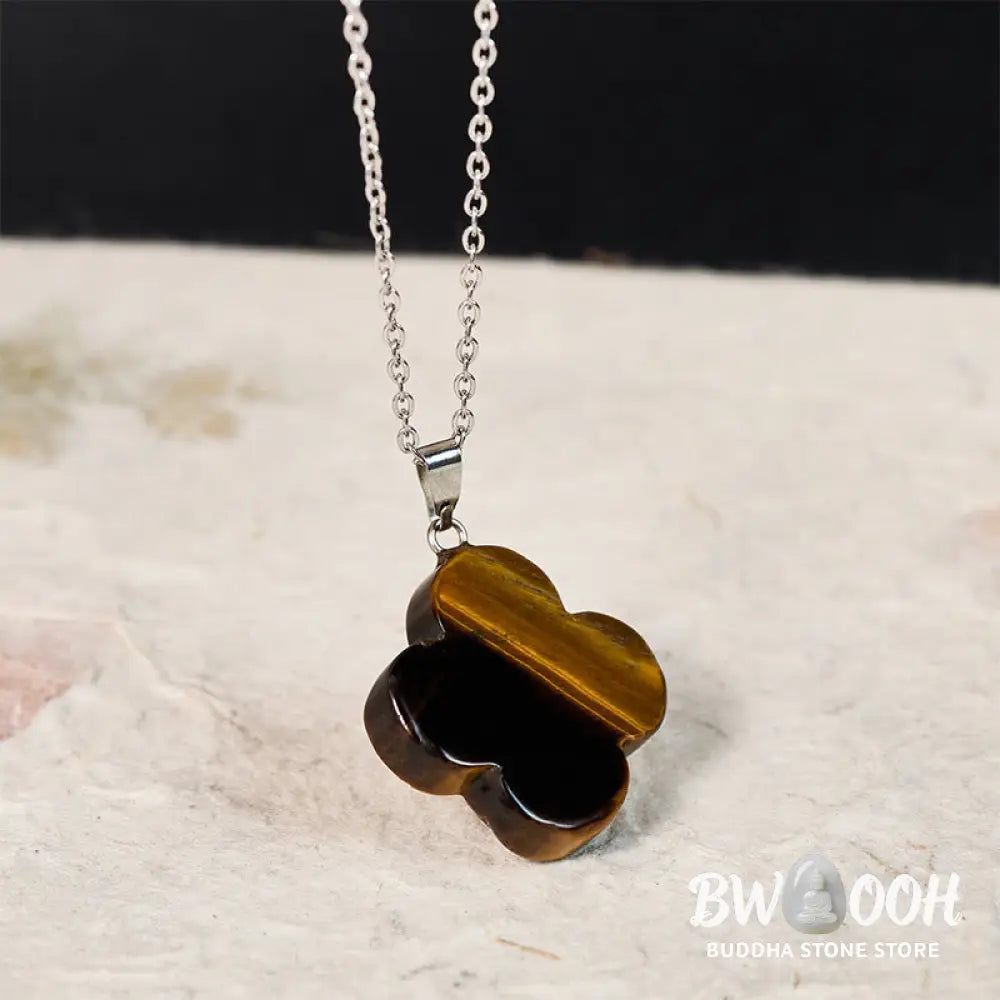 Buddha Stones Various Crystal Green Aventurine Black Obsidian Tiger Eye Plum Blossom Luck Necklace Pendant - Necklaces