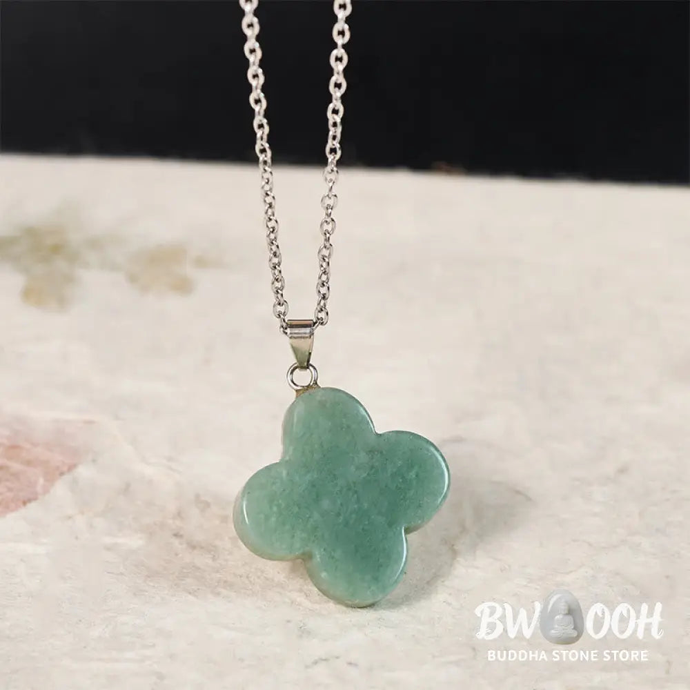 Buddha Stones Various Crystal Green Aventurine Black Obsidian Tiger Eye Plum Blossom Luck Necklace Pendant - Necklaces