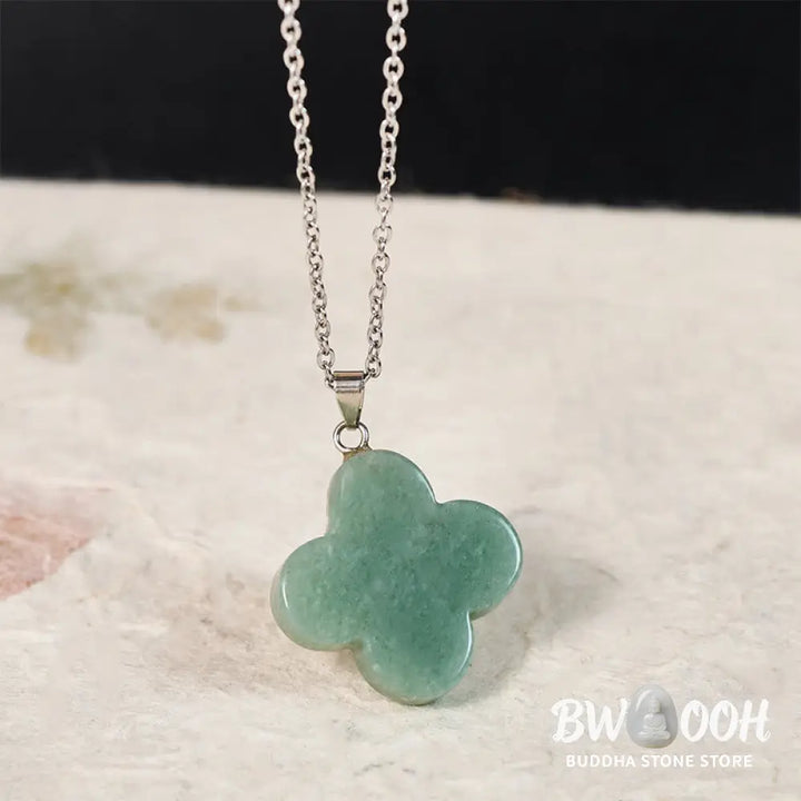 Buddha Stones Various Crystal Green Aventurine Black Obsidian Tiger Eye Plum Blossom Luck Necklace Pendant - Necklaces