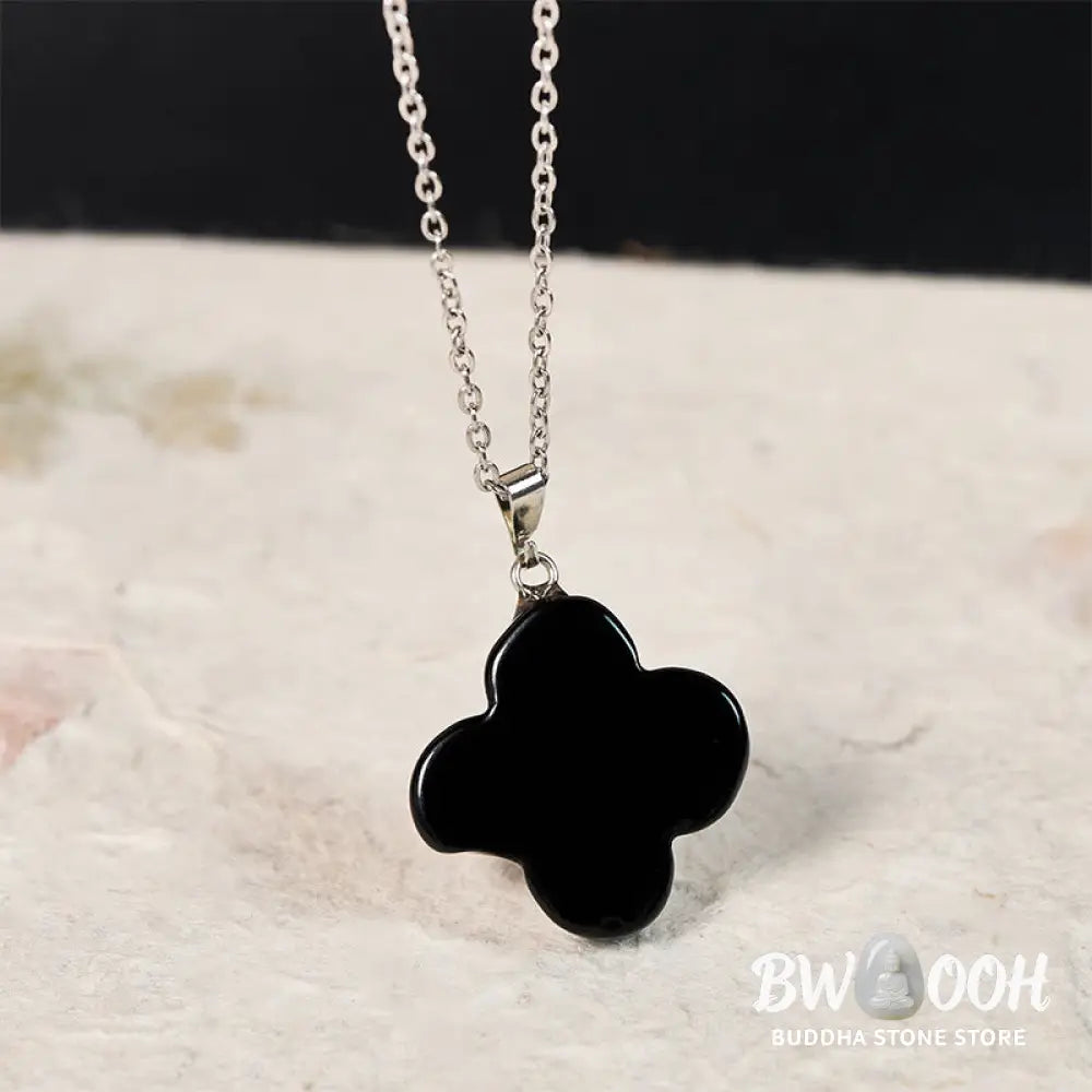 Buddha Stones Various Crystal Green Aventurine Black Obsidian Tiger Eye Plum Blossom Luck Necklace Pendant - Necklaces