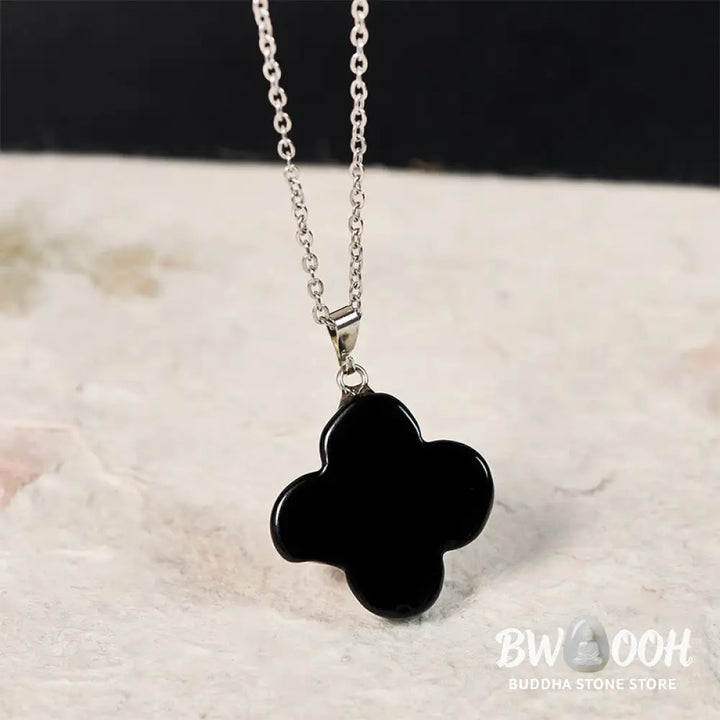 Buddha Stones Various Crystal Green Aventurine Black Obsidian Tiger Eye Plum Blossom Luck Necklace Pendant - Necklaces