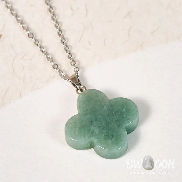 Buddha Stones Various Crystal Green Aventurine Black Obsidian Tiger Eye Plum Blossom Luck Necklace Pendant - Necklaces