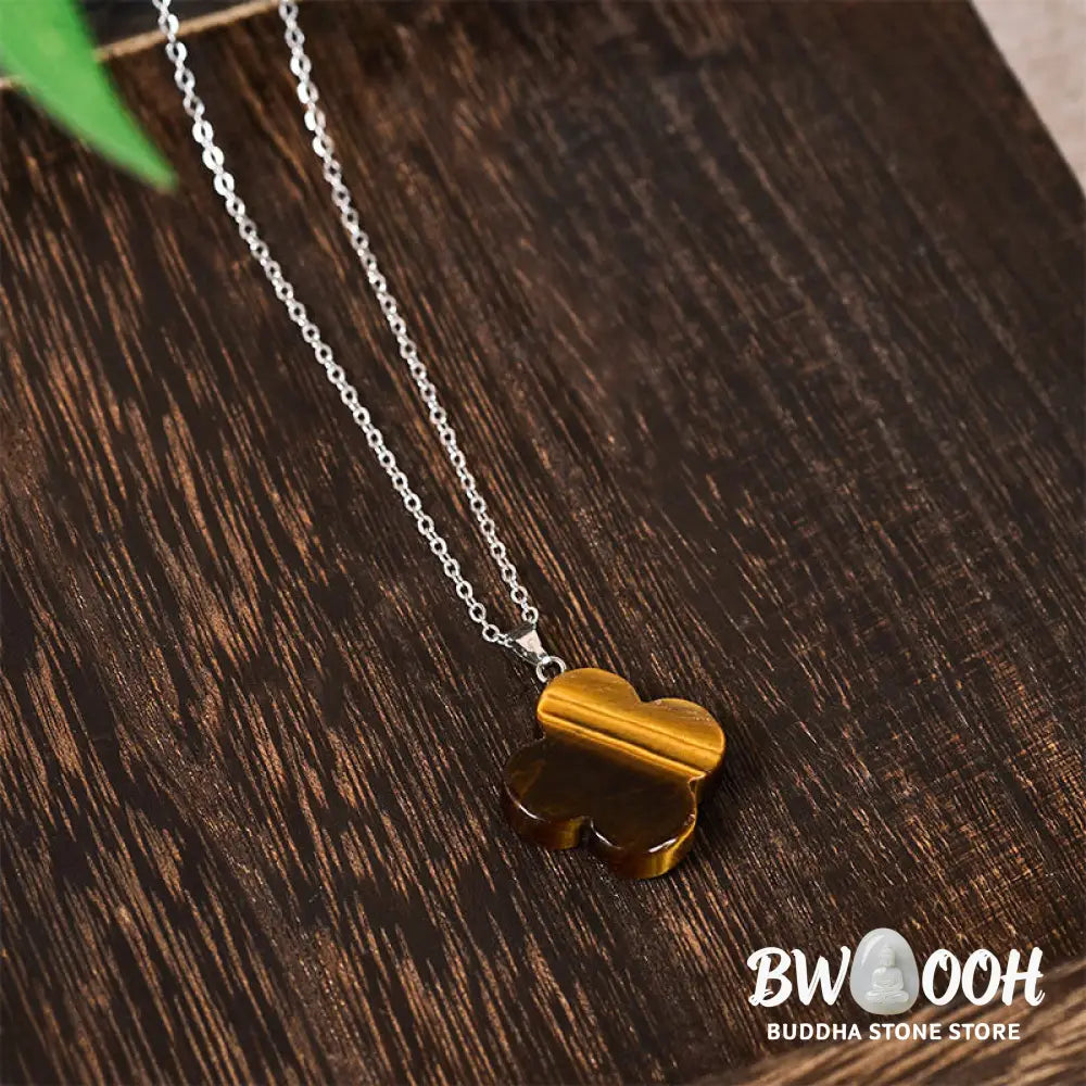 Buddha Stones Various Crystal Green Aventurine Black Obsidian Tiger Eye Plum Blossom Luck Necklace Pendant - Necklaces