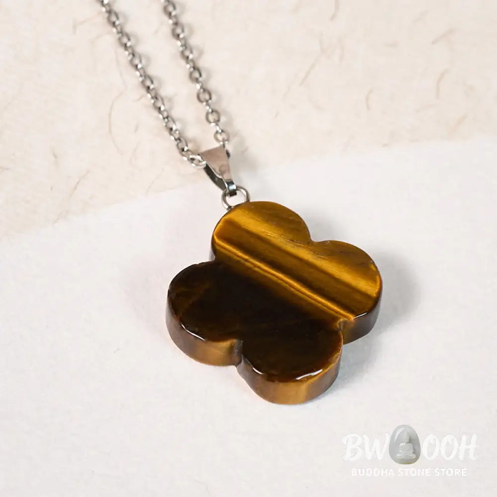 Buddha Stones Various Crystal Green Aventurine Black Obsidian Tiger Eye Plum Blossom Luck Necklace Pendant - Necklaces