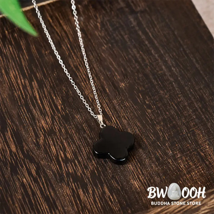 Buddha Stones Various Crystal Green Aventurine Black Obsidian Tiger Eye Plum Blossom Luck Necklace Pendant - Necklaces