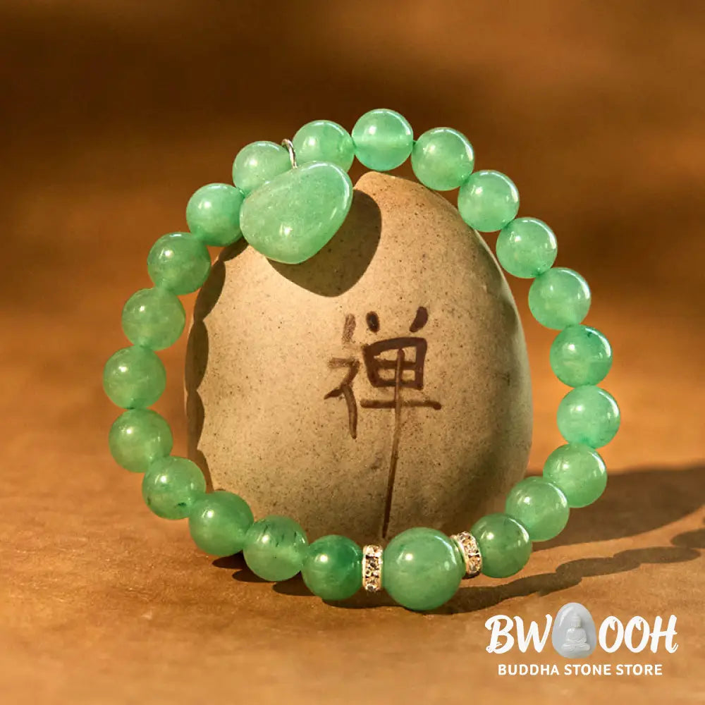 Buddha Stones Various Crystal Green Aventurine Love Heart Balance Bracelet - Bracelet