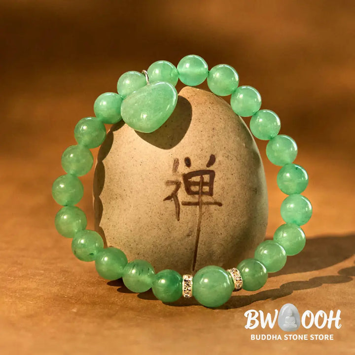 Buddha Stones Various Crystal Green Aventurine Love Heart Balance Bracelet - Bracelet
