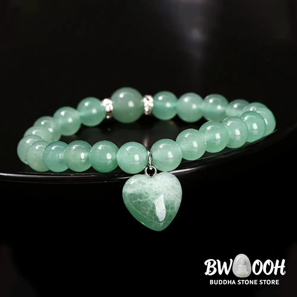 Buddha Stones Various Crystal Green Aventurine Love Heart Balance Bracelet - Bracelet