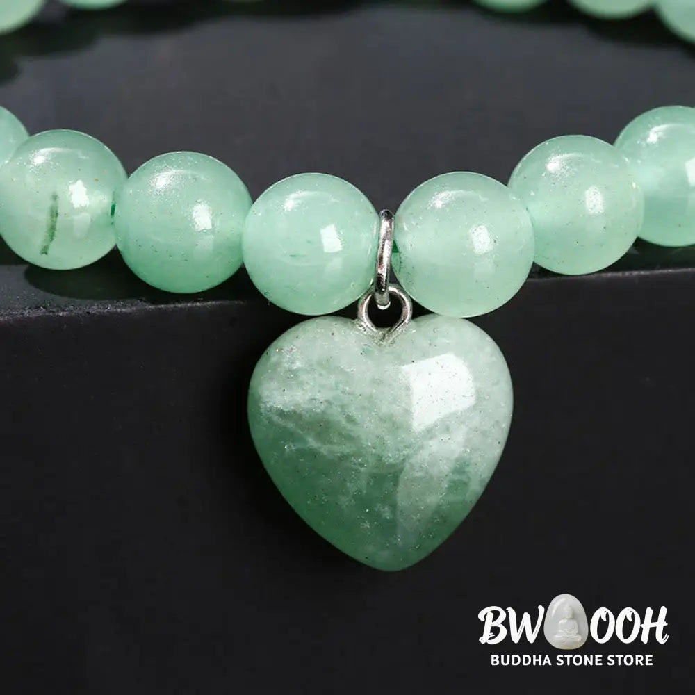 Buddha Stones Various Crystal Green Aventurine Love Heart Balance Bracelet - Bracelet