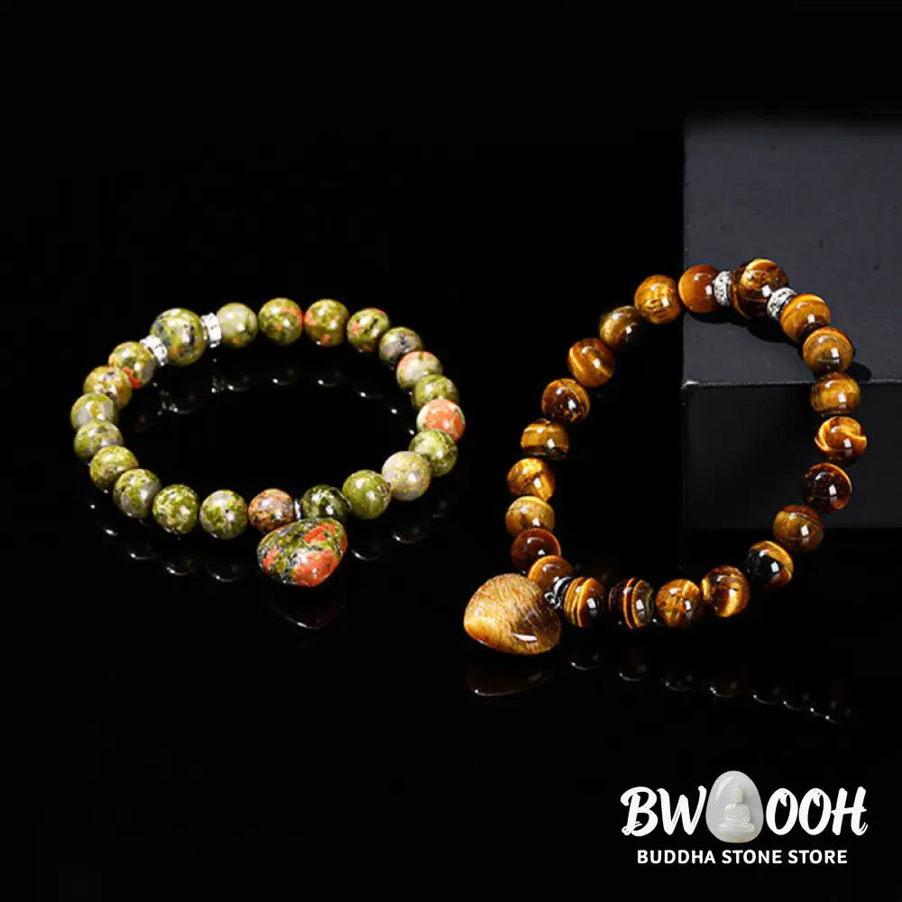 Buddha Stones Various Crystal Green Aventurine Love Heart Balance Bracelet - Bracelet