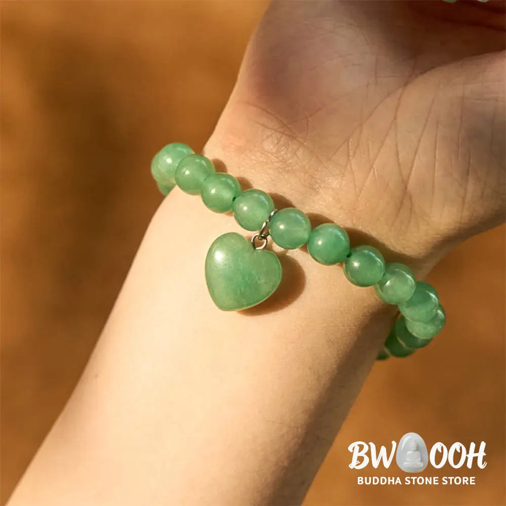Buddha Stones Various Crystal Green Aventurine Love Heart Balance Bracelet - BWOOOH - Bracelet