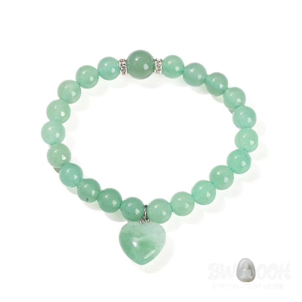 Buddha Stones Various Crystal Green Aventurine Love Heart Balance Bracelet - BWOOOH - Bracelet