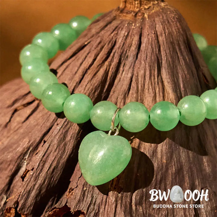Buddha Stones Various Crystal Green Aventurine Love Heart Balance Bracelet - BWOOOH - Bracelet