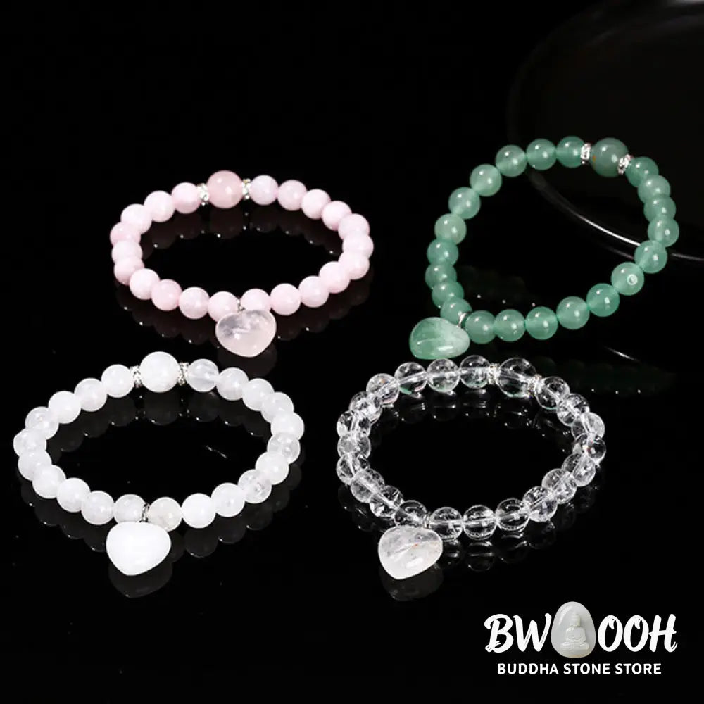 Buddha Stones Various Crystal Green Aventurine Love Heart Balance Bracelet - BWOOOH - Bracelet