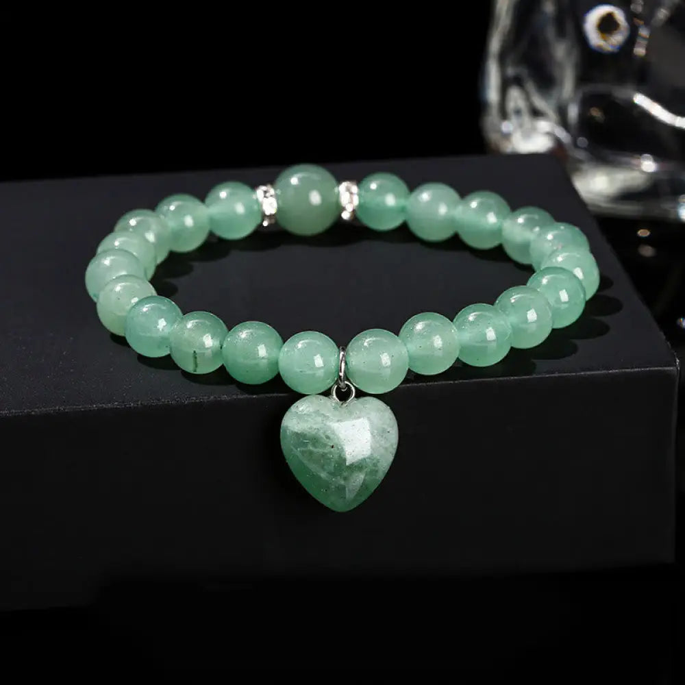 BWOOOH Various Crystal Green Aventurine Love Heart Balance Bracelet - BWOOOH - Green Aventurine(Wrist
