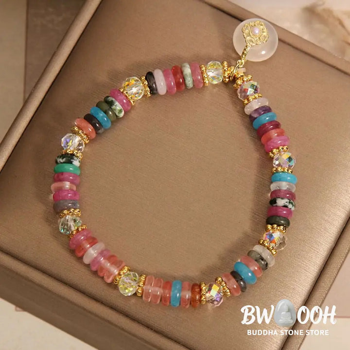 Buddha Stones Various Crystal Peace Buckle Auspicious Bracelet - BWOOOH - Crystal Peace Buckle(Wrist Circumference: