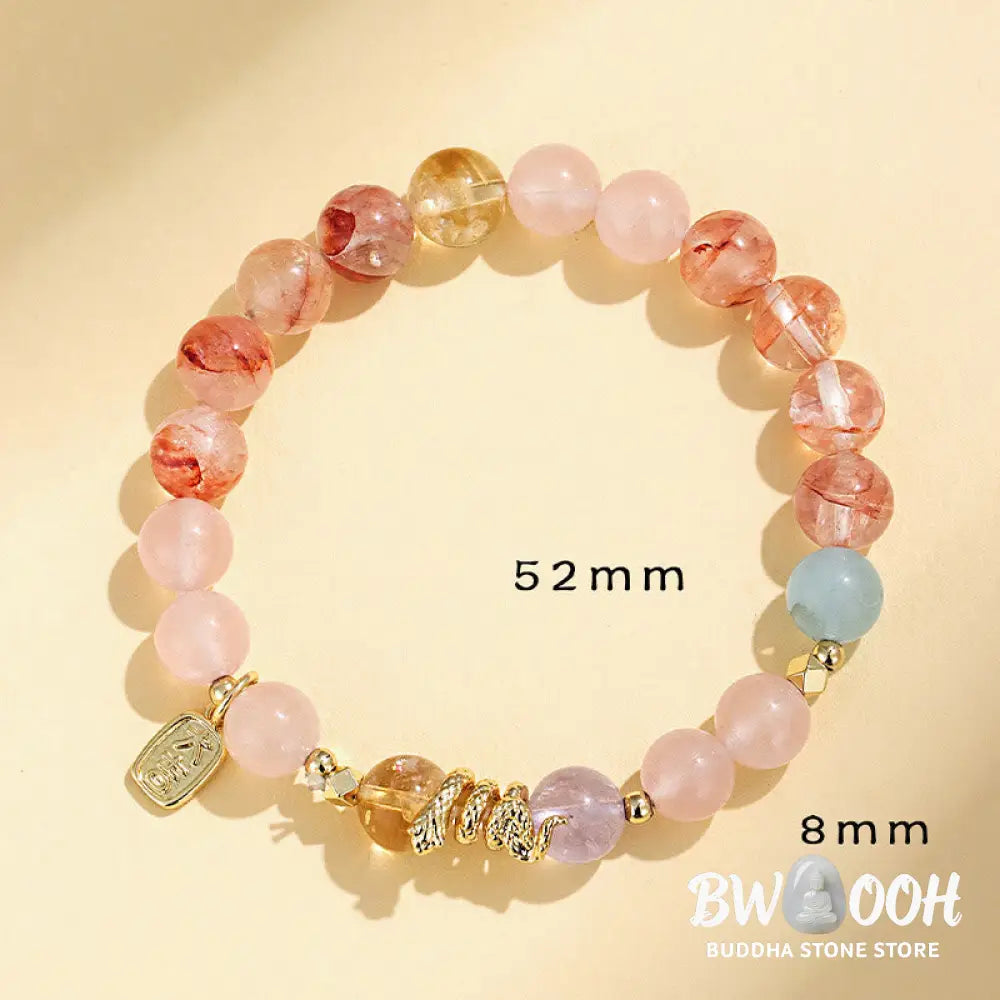 Buddha Stones Various Crystal Pink Crystal Amethyst Year Of The Snake Lucky Bracelet - BWOOOH - Bracelet
