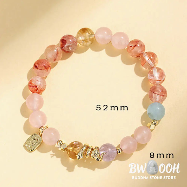 Buddha Stones Various Crystal Pink Crystal Amethyst Year Of The Snake Lucky Bracelet - BWOOOH - Bracelet