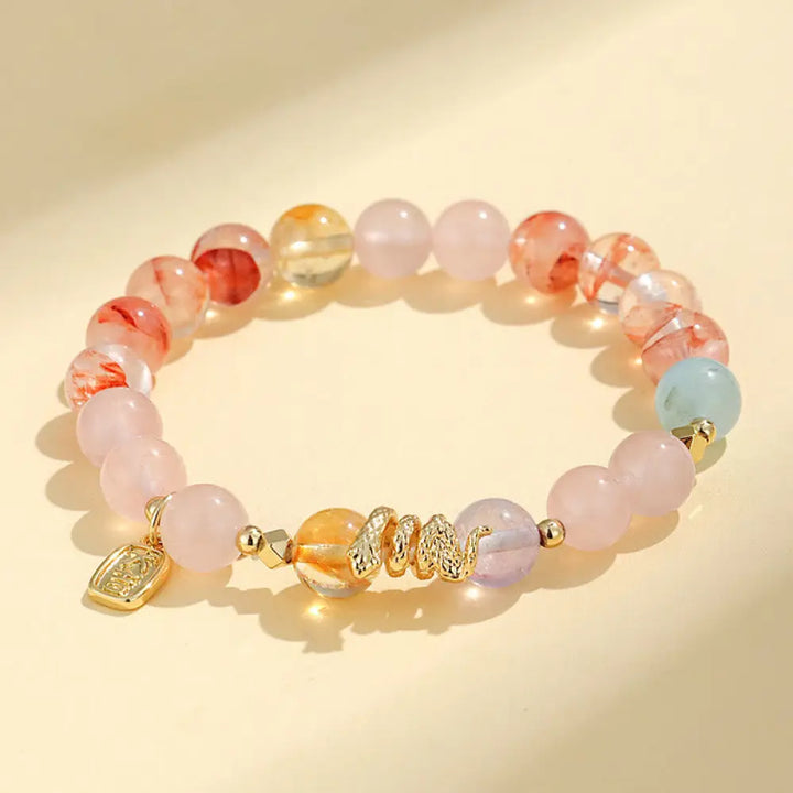 BWOOOH Various Crystal Pink Crystal Amethyst Year Of The Snake Lucky Bracelet - BWOOOH - Pink Crystal(Wrist