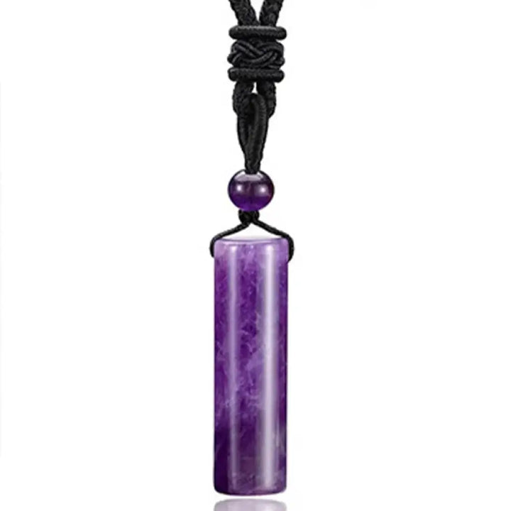 Buddha Stones Various Crystal Rose Quartz Green Aventurine Amethyst Cylinder Healing Necklace Pendant - BWOOOH