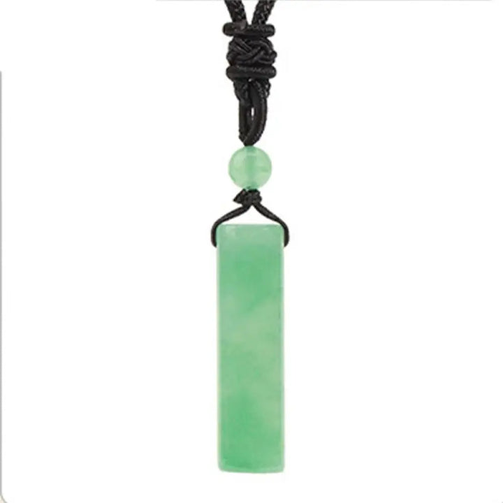 Buddha Stones Various Crystal Rose Quartz Green Aventurine Amethyst Cylinder Healing Necklace Pendant - BWOOOH - Green