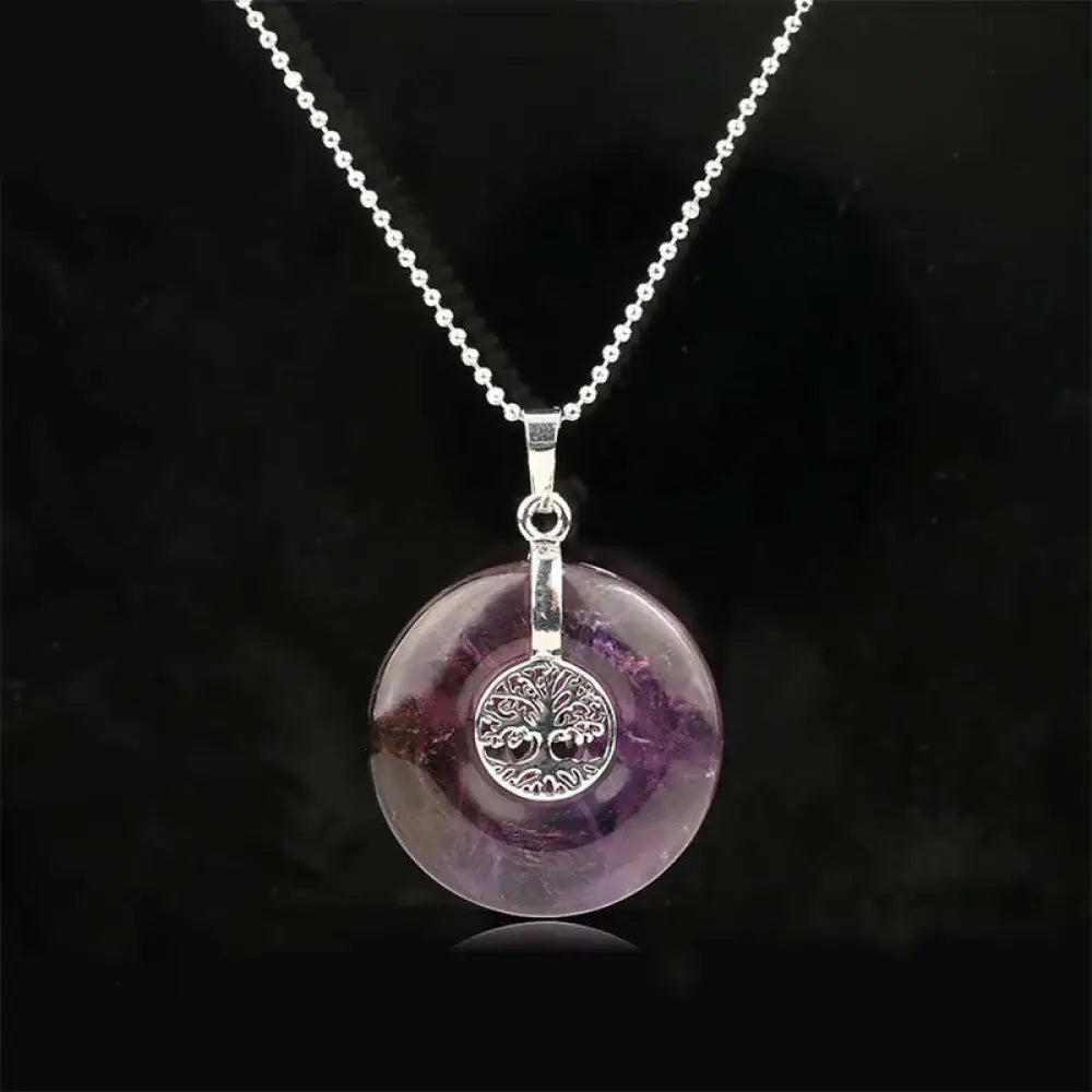 Buddha Stones Various Crystal Rose Quartz Green Aventurine Amethyst The Tree of Life Kindness Necklace Pendant - BWOOOH