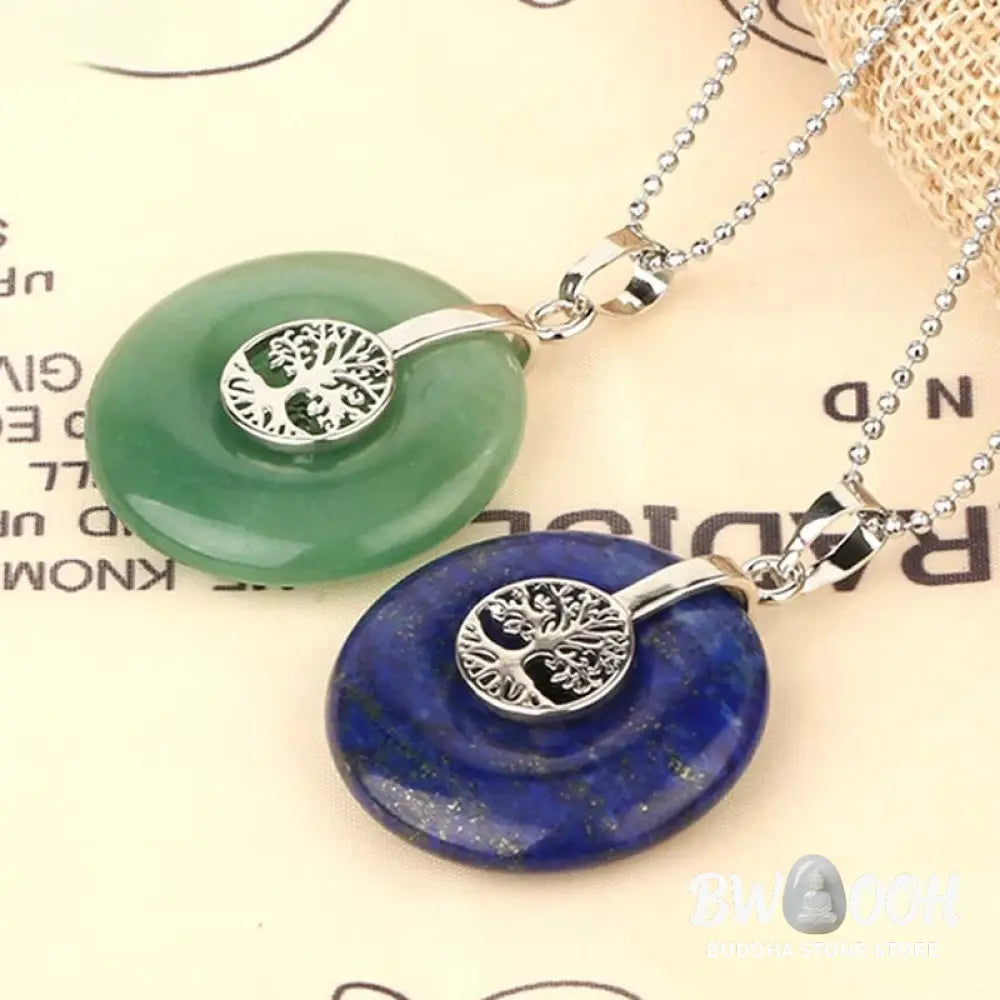 Buddha Stones Various Crystal Rose Quartz Green Aventurine Amethyst The Tree of Life Kindness Necklace Pendant - BWOOOH