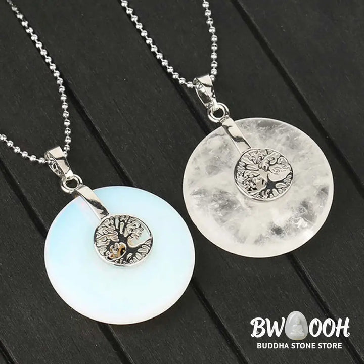 Buddha Stones Various Crystal Rose Quartz Green Aventurine Amethyst The Tree of Life Kindness Necklace Pendant - BWOOOH