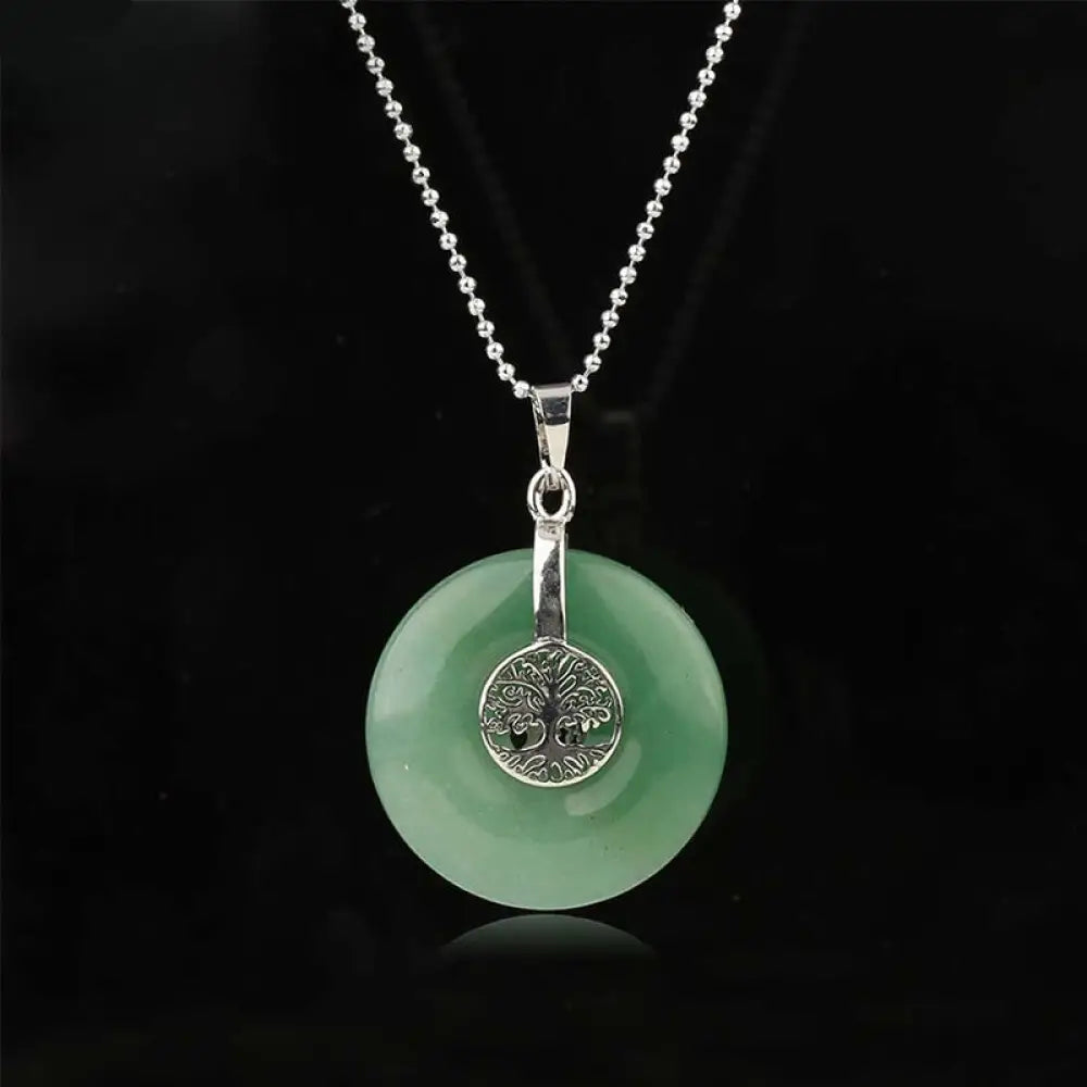 Buddha Stones Various Crystal Rose Quartz Green Aventurine Amethyst The Tree of Life Kindness Necklace Pendant - BWOOOH
