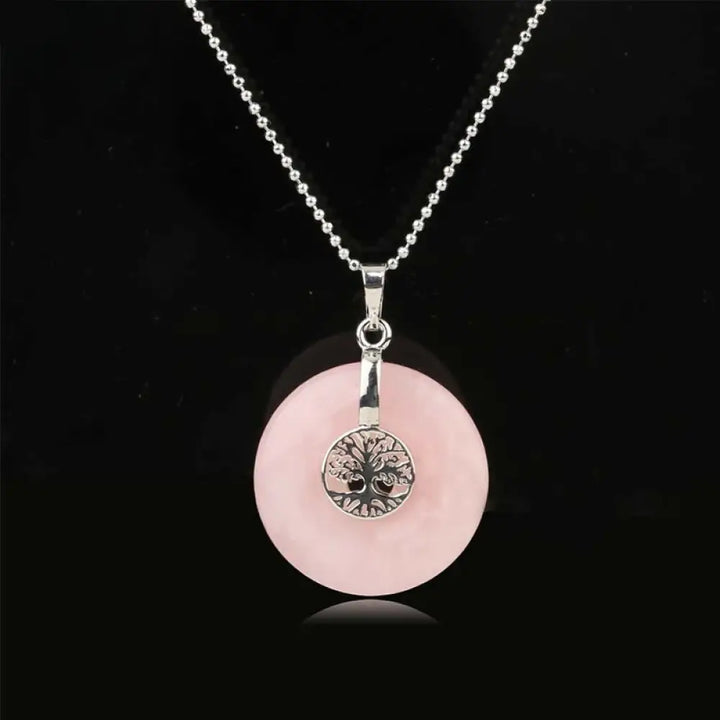 Buddha Stones Various Crystal Rose Quartz Green Aventurine Amethyst The Tree of Life Kindness Necklace Pendant - BWOOOH