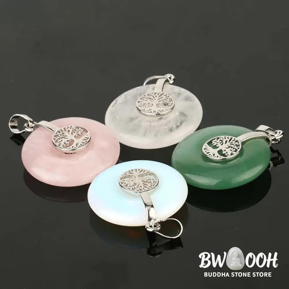 Buddha Stones Various Crystal Rose Quartz Green Aventurine Amethyst The Tree of Life Kindness Necklace Pendant - BWOOOH