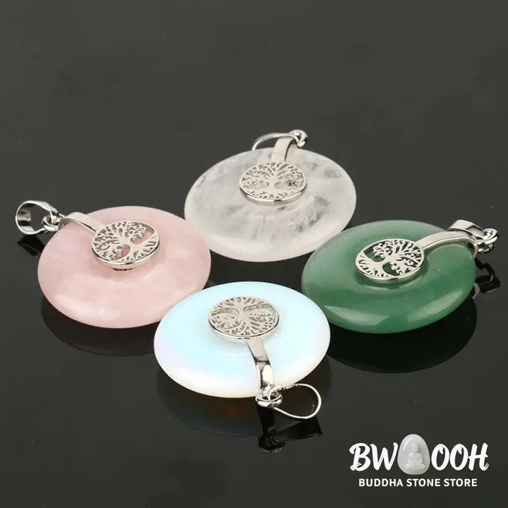 Buddha Stones Various Crystal Rose Quartz Green Aventurine Amethyst The Tree of Life Kindness Necklace Pendant - BWOOOH