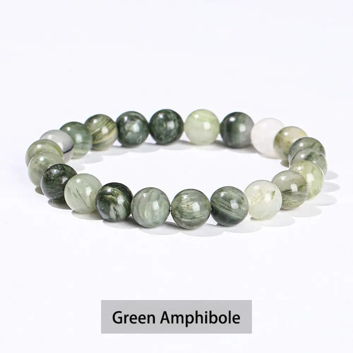 Buddha Stones Various Crystal Stone Amethyst Green Aventurine Rose Quartz Healing Bracelet - BWOOOH - Green Amphibole