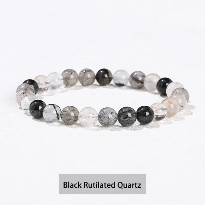 Buddha Stones Various Crystal Stone Amethyst Green Aventurine Rose Quartz Healing Bracelet - BWOOOH - Black Rutilated