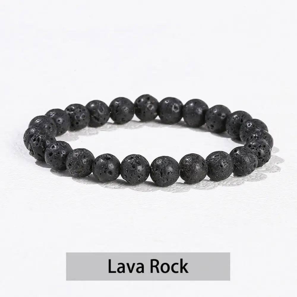 Buddha Stones Various Crystal Stone Amethyst Green Aventurine Rose Quartz Healing Bracelet - BWOOOH - Lava Rock