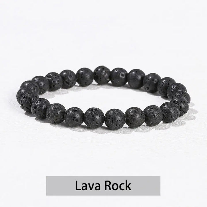 Buddha Stones Various Crystal Stone Amethyst Green Aventurine Rose Quartz Healing Bracelet - BWOOOH - Lava Rock