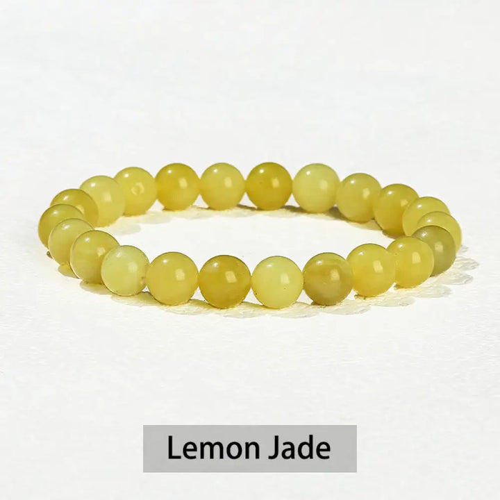 Buddha Stones Various Crystal Stone Amethyst Green Aventurine Rose Quartz Healing Bracelet - BWOOOH - Lemon Jade
