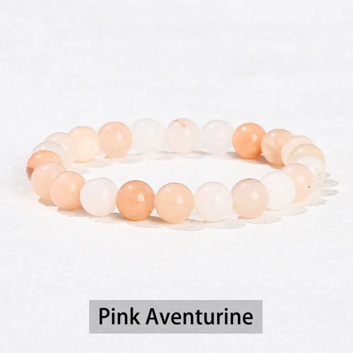 Buddha Stones Various Crystal Stone Amethyst Green Aventurine Rose Quartz Healing Bracelet - BWOOOH - Pink Aventurine