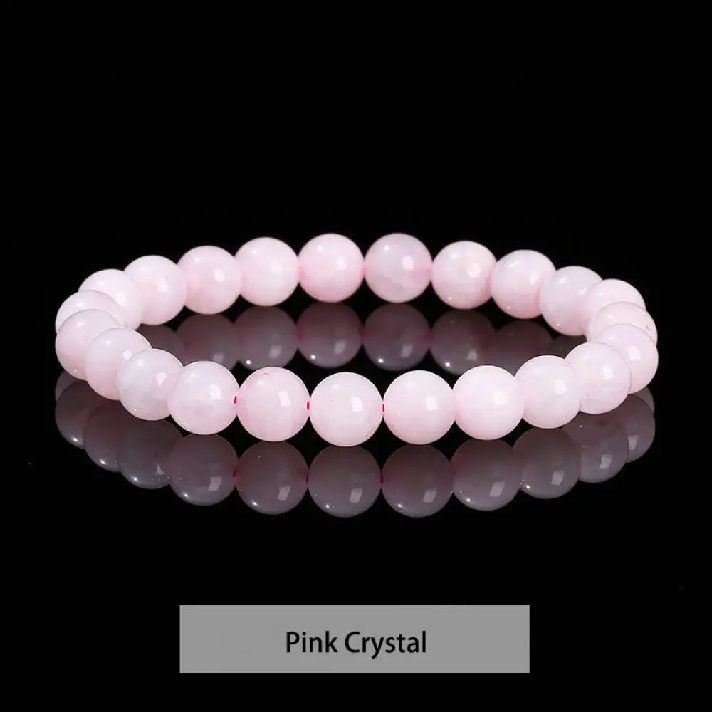 Buddha Stones Various Crystal Stone Amethyst Green Aventurine Rose Quartz Healing Bracelet - BWOOOH - Pink Crystal