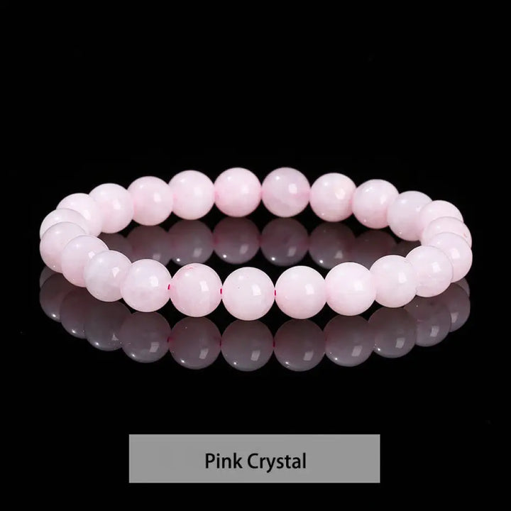Buddha Stones Various Crystal Stone Amethyst Green Aventurine Rose Quartz Healing Bracelet - BWOOOH - Pink Crystal