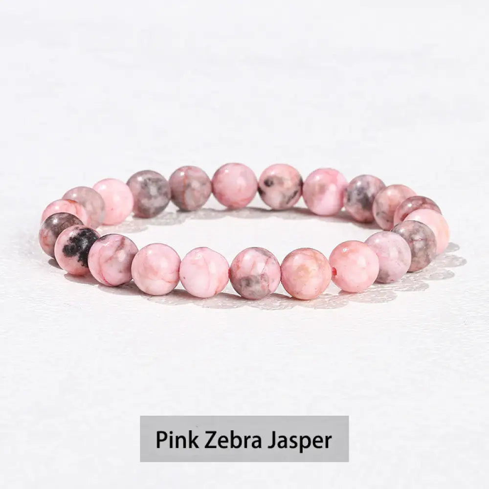 Buddha Stones Various Crystal Stone Amethyst Green Aventurine Rose Quartz Healing Bracelet - BWOOOH - Pink Zebra Jasper