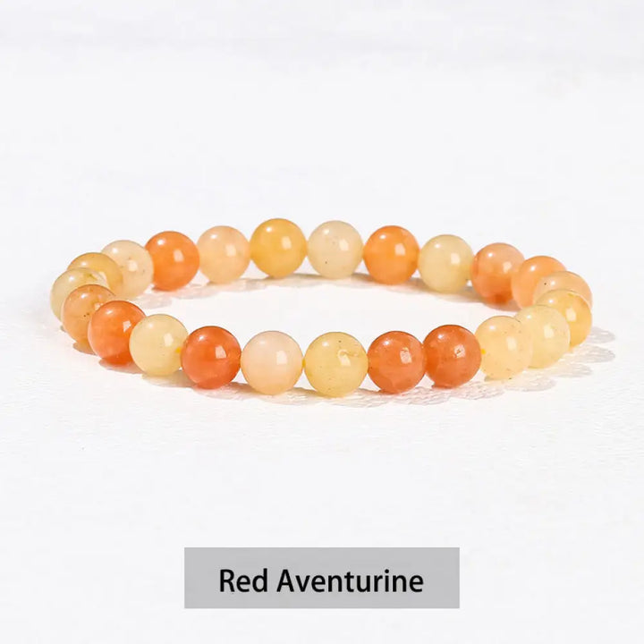 Buddha Stones Various Crystal Stone Amethyst Green Aventurine Rose Quartz Healing Bracelet - BWOOOH - Red Aventurine