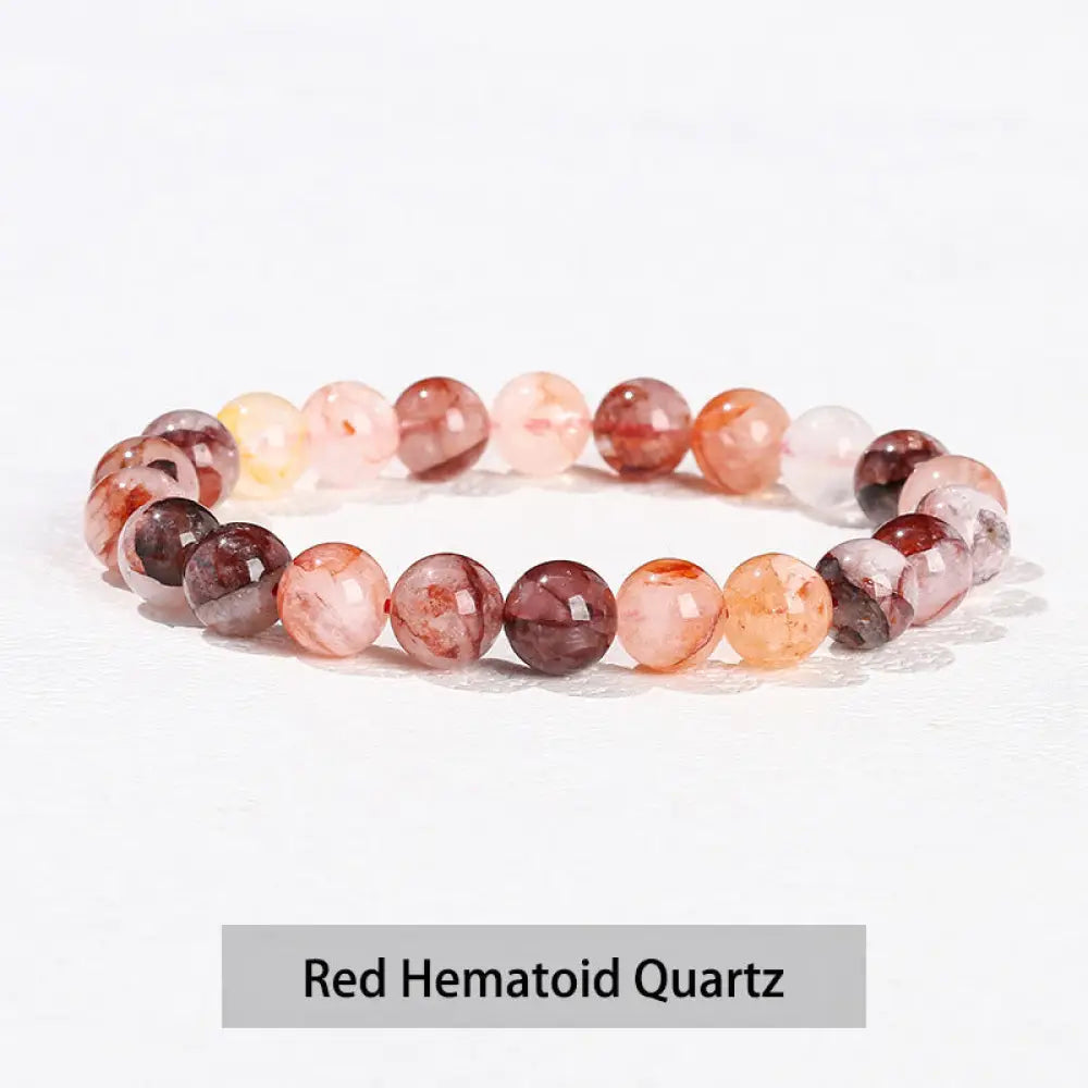 Buddha Stones Various Crystal Stone Amethyst Green Aventurine Rose Quartz Healing Bracelet - BWOOOH - Red Hematoid