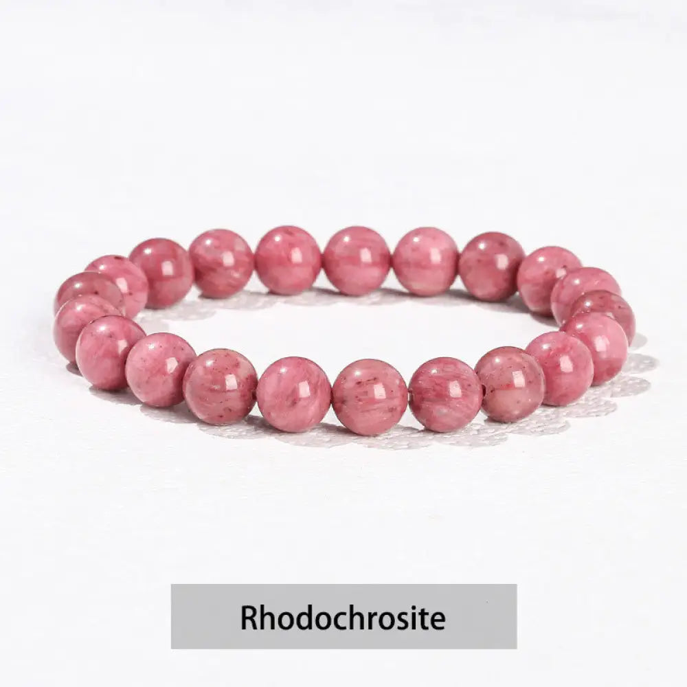 Buddha Stones Various Crystal Stone Amethyst Green Aventurine Rose Quartz Healing Bracelet - BWOOOH - Rhodochrosite